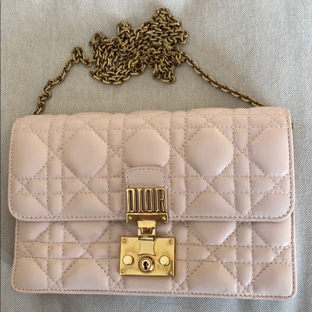 Dior pink wallet on chain